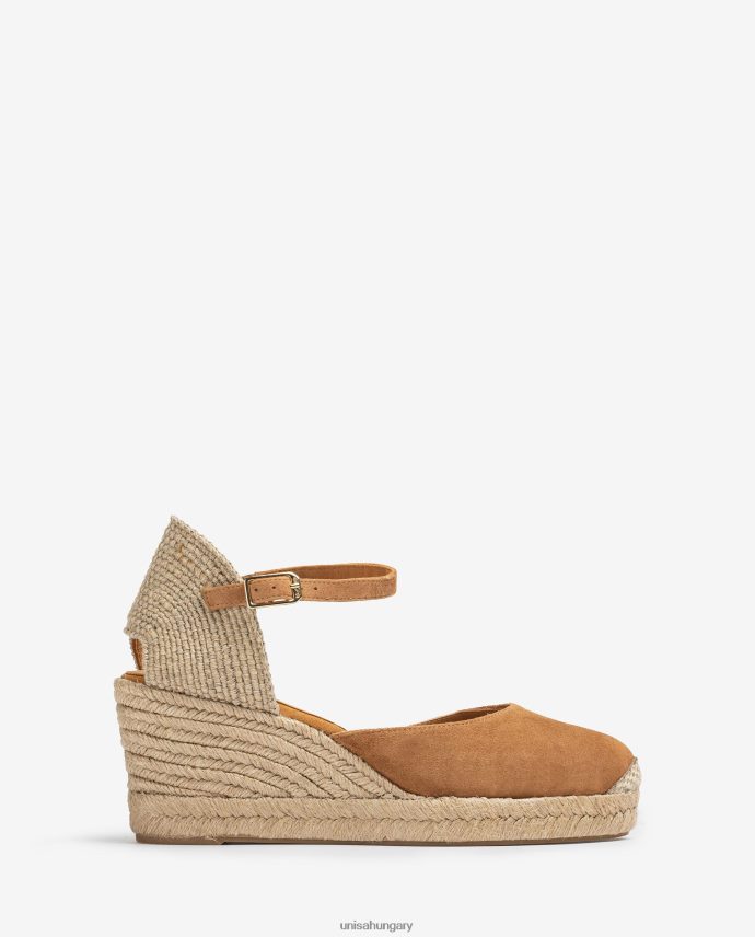 Unisa espadrille vamp-heel velúrból nők J4PJX0477 barna