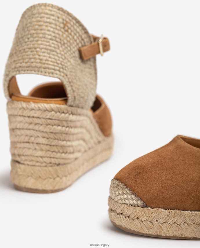 Unisa espadrille vamp-heel velúrból nők J4PJX0477 barna