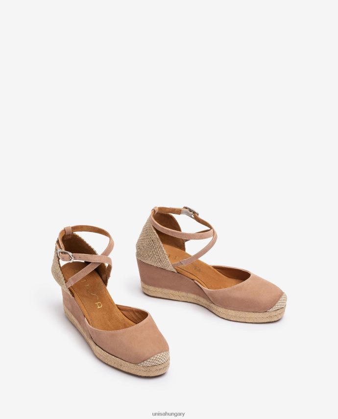 Unisa espadrille vamp-heel velúrból nők J4PJX0787 rózsaszín