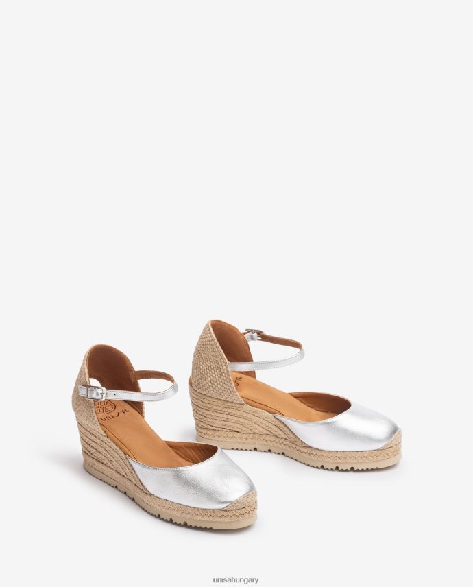 Unisa fémes hatású d\'orsay bokapánt espadrill nők J4PJX0733 ezüst