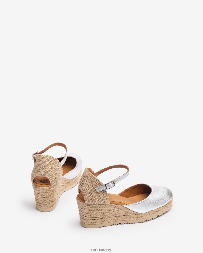 Unisa fémes hatású d\'orsay bokapánt espadrill nők J4PJX0733 ezüst