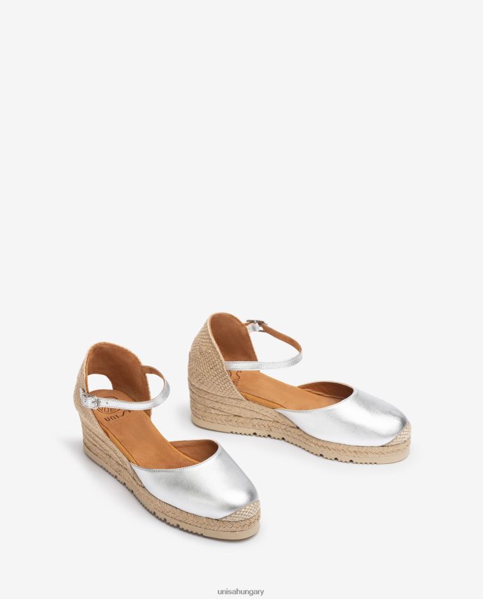 Unisa fémes hatású d\'orsay bokapánt espadrill nők J4PJX0762 ezüst