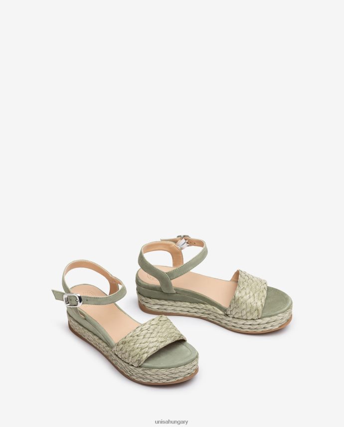 Unisa hozzáillő színű juta és velúr szandál nők J4PJX0323 zöld