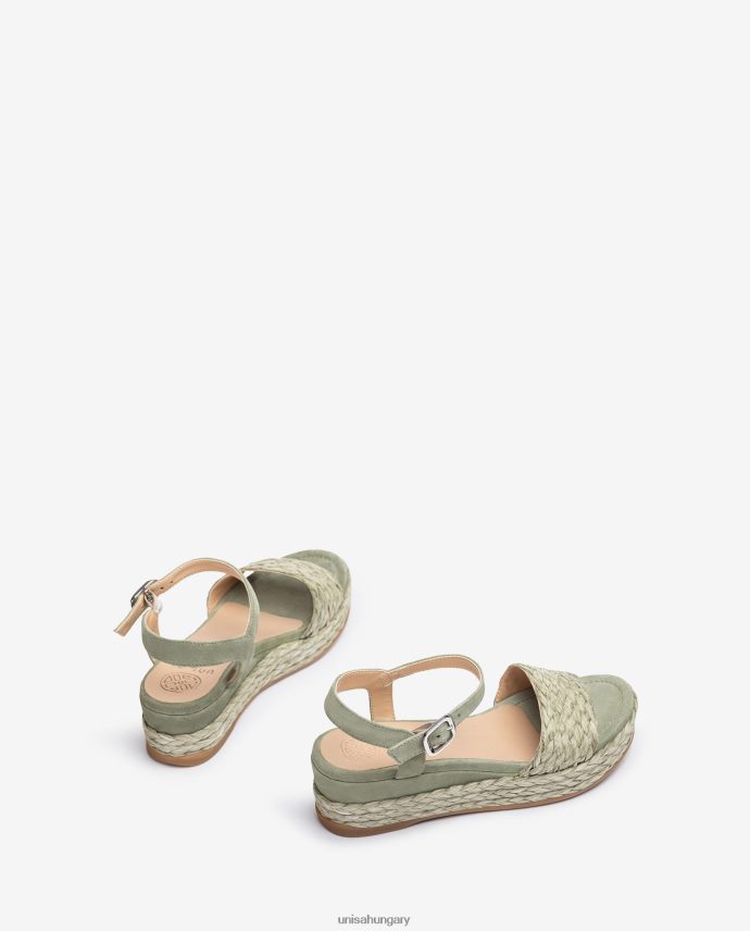 Unisa hozzáillő színű juta és velúr szandál nők J4PJX0323 zöld