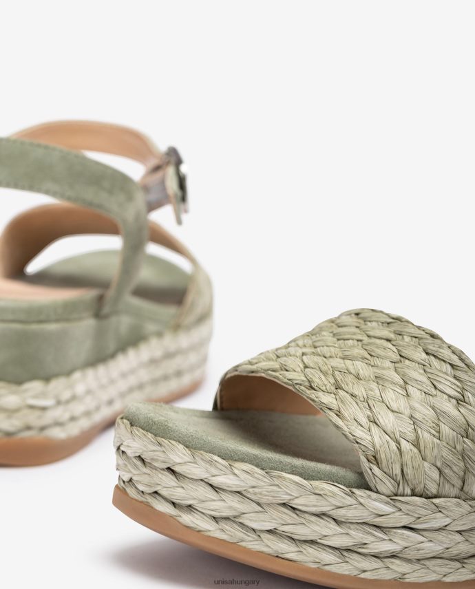 Unisa hozzáillő színű juta és velúr szandál nők J4PJX0323 zöld