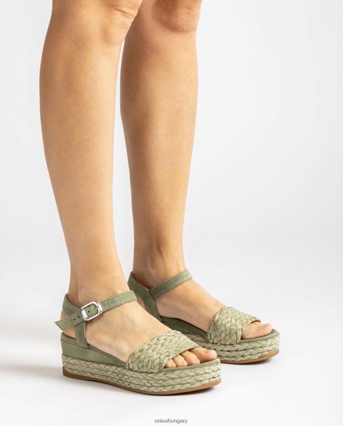 Unisa hozzáillő színű juta és velúr szandál nők J4PJX0323 zöld