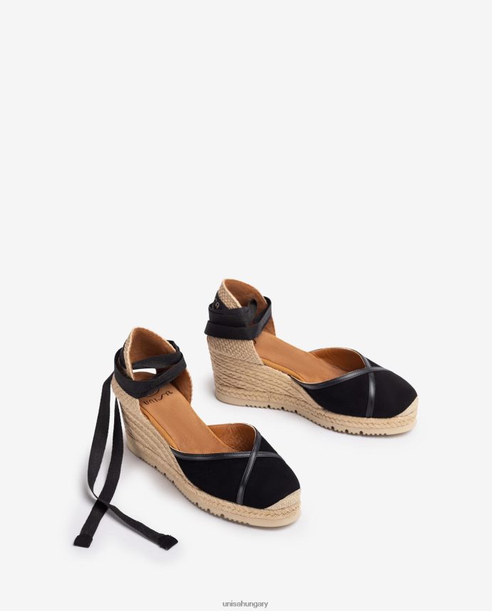 Unisa kontrasztos d\'orsay bokapántos espadrille nők J4PJX0740 fekete