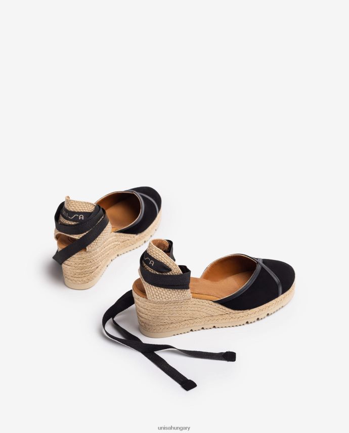 Unisa kontrasztos d\'orsay bokapántos espadrille nők J4PJX0740 fekete