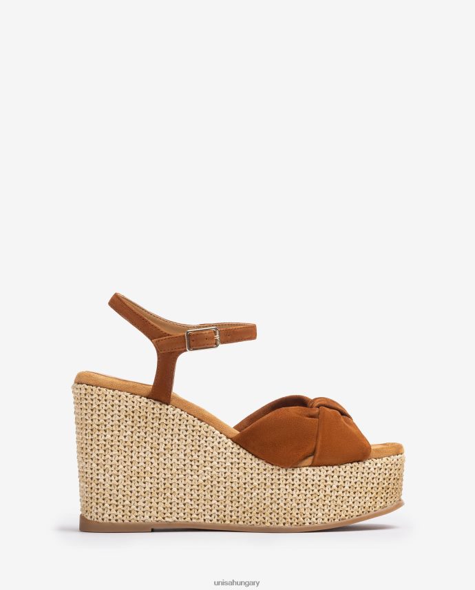 Unisa magas ékszandál csomós szegéllyel nők J4PJX0458 barna