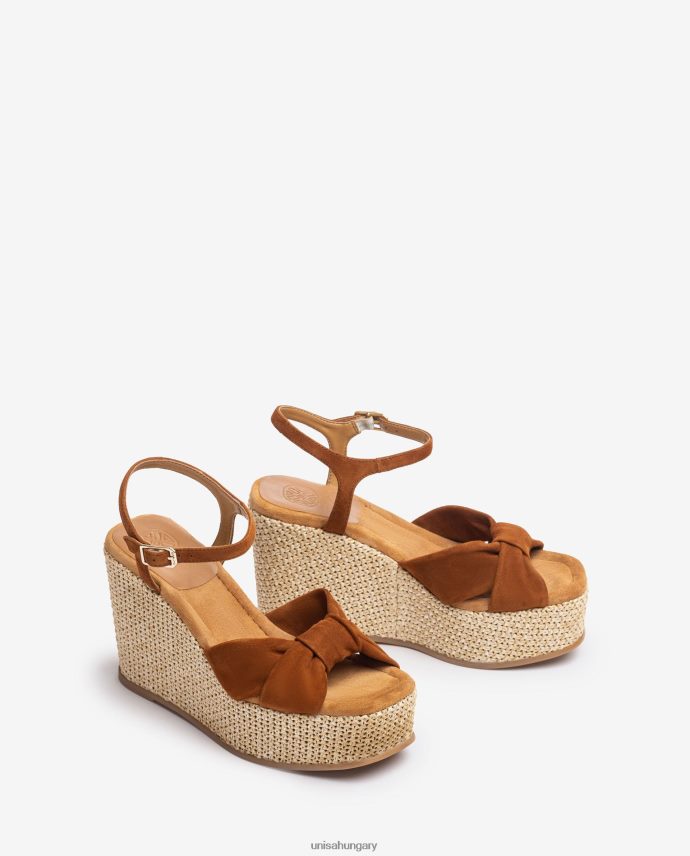 Unisa magas ékszandál csomós szegéllyel nők J4PJX0458 barna