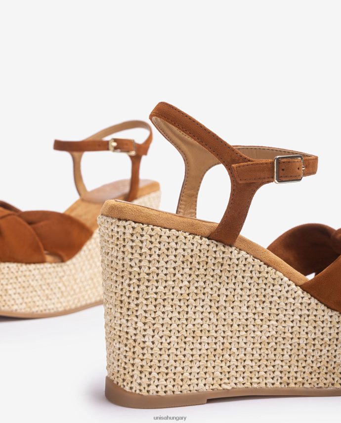 Unisa magas ékszandál csomós szegéllyel nők J4PJX0458 barna