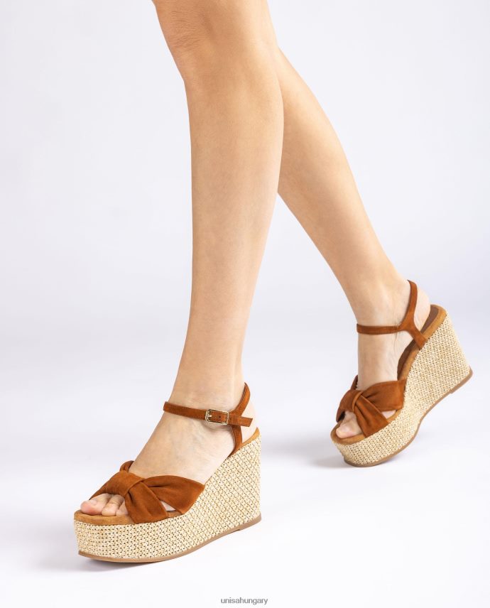 Unisa magas ékszandál csomós szegéllyel nők J4PJX0458 barna
