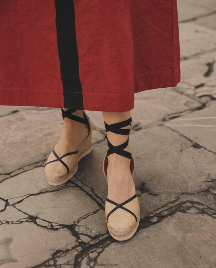 Unisa rafiából és bőrből készült espadrill nők J4PJX01320 kecses