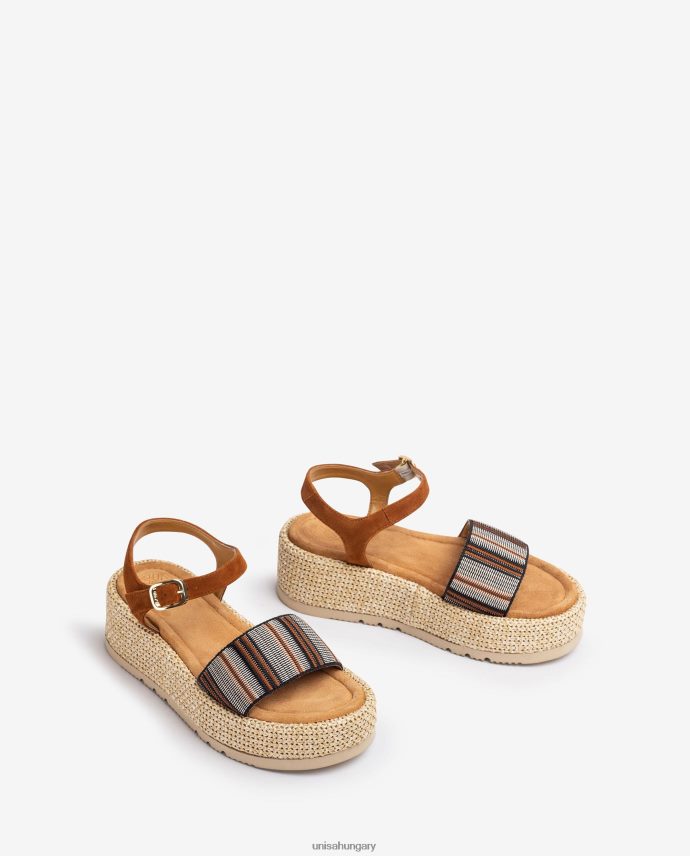 Unisa szandál széles, többszínű pánttal nők J4PJX0102 barna
