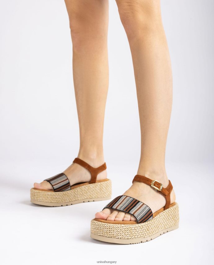 Unisa szandál széles, többszínű pánttal nők J4PJX0102 barna