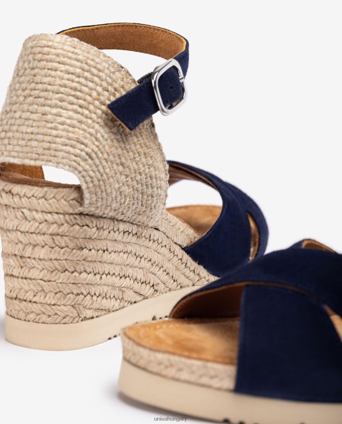 Unisa áthúzható pántos juta szandál nők J4PJX0777 kék