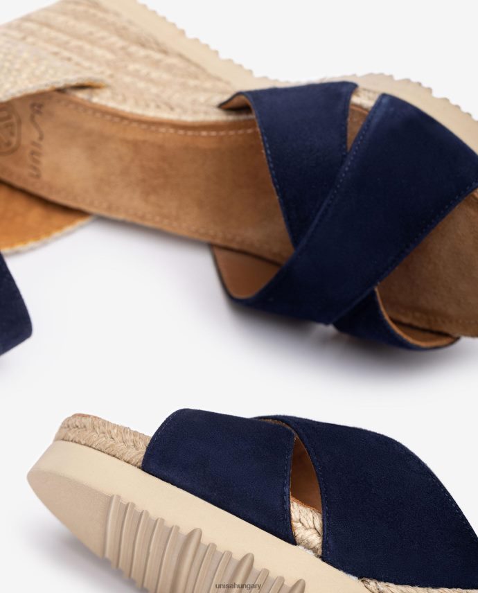 Unisa áthúzható pántos juta szandál nők J4PJX0777 kék