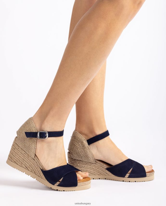 Unisa áthúzható pántos juta szandál nők J4PJX0777 kék