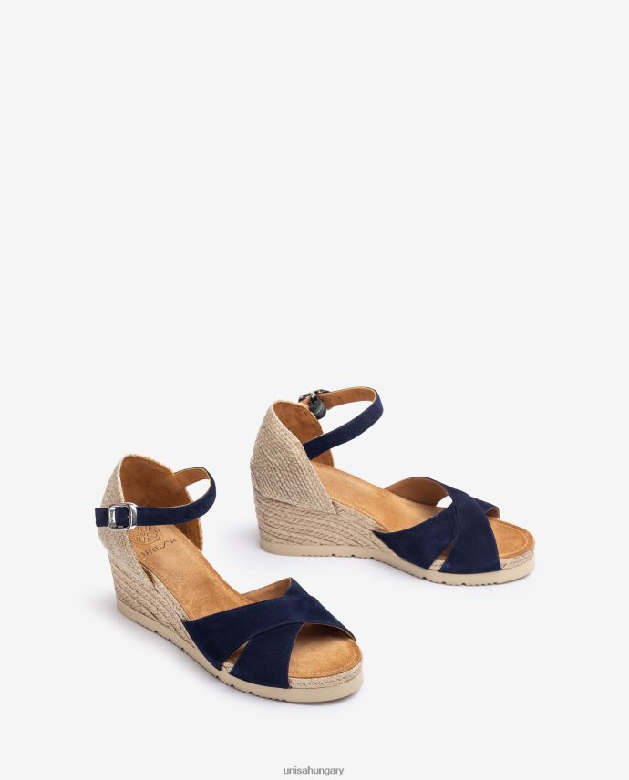 Unisa áthúzható pántos juta szandál nők J4PJX0779 kék