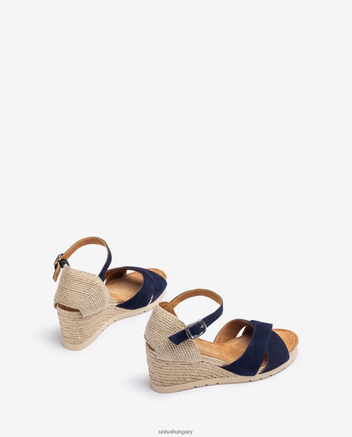Unisa áthúzható pántos juta szandál nők J4PJX0779 kék