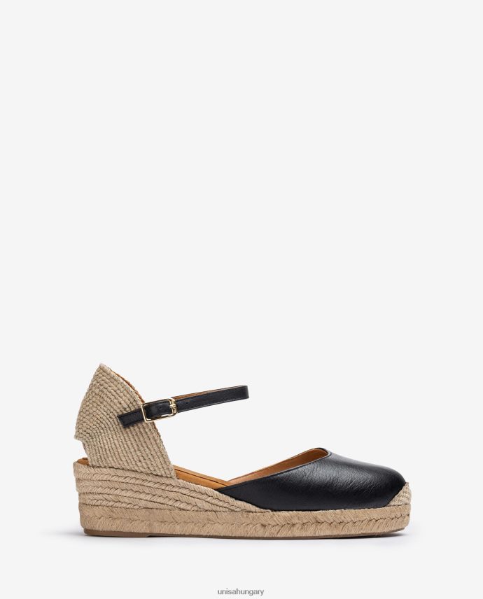 Unisa vamp-heel espadrill bőrből nők J4PJX0795 fekete