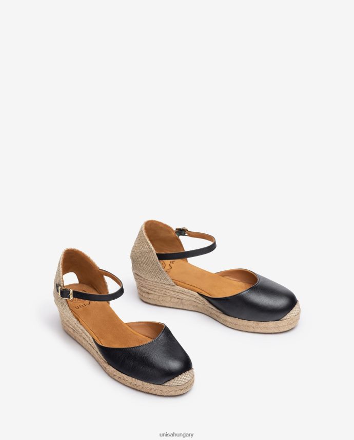 Unisa vamp-heel espadrill bőrből nők J4PJX0795 fekete