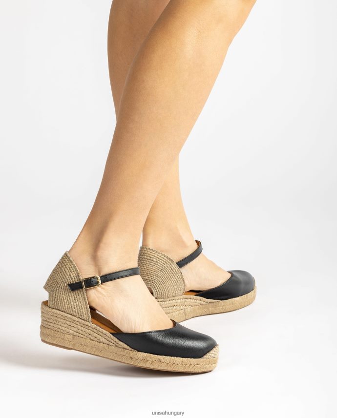 Unisa vamp-heel espadrill bőrből nők J4PJX0795 fekete