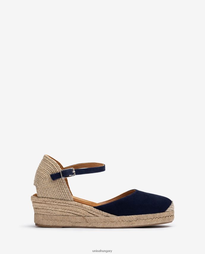 Unisa vamp-heel espadrille velúrból nők J4PJX0793 kék
