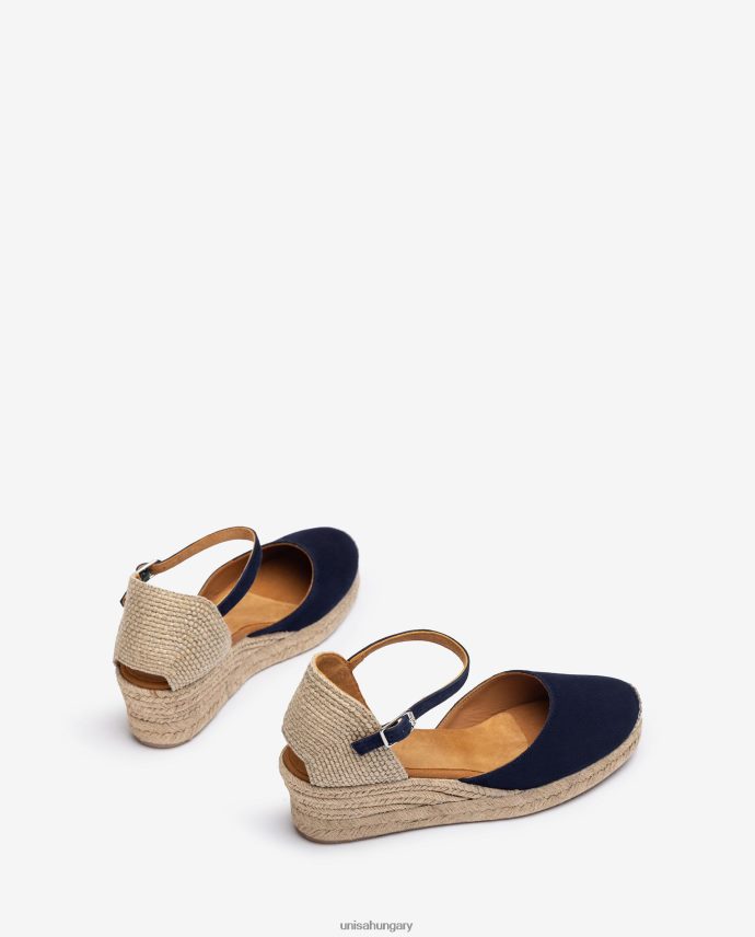 Unisa vamp-heel espadrille velúrból nők J4PJX0793 kék