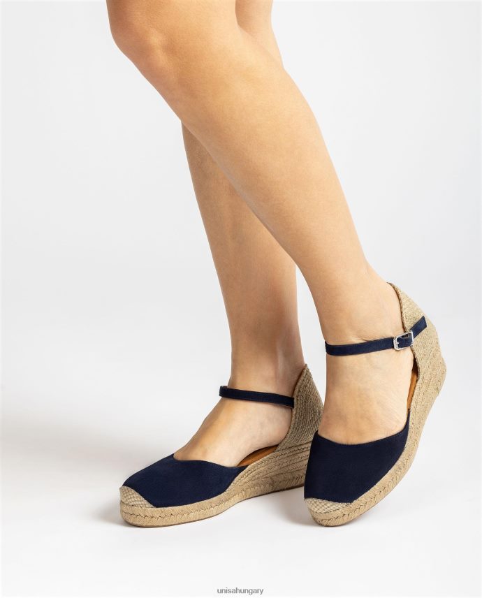 Unisa vamp-heel espadrille velúrból nők J4PJX0793 kék
