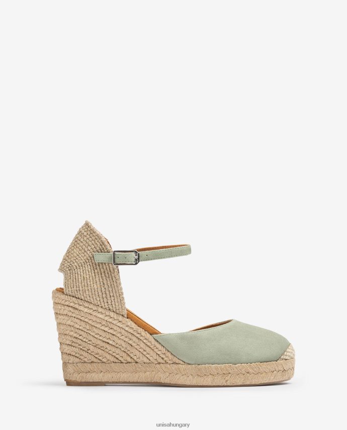 Unisa velúr espadrill raffia sarokkal nők J4PJX0484 zöld