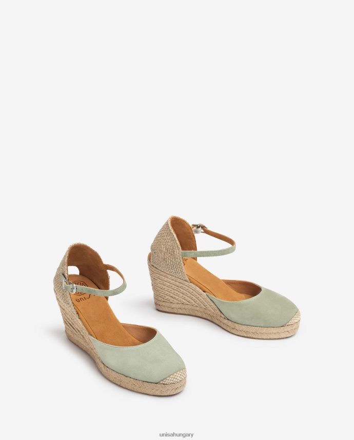 Unisa velúr espadrill raffia sarokkal nők J4PJX0484 zöld