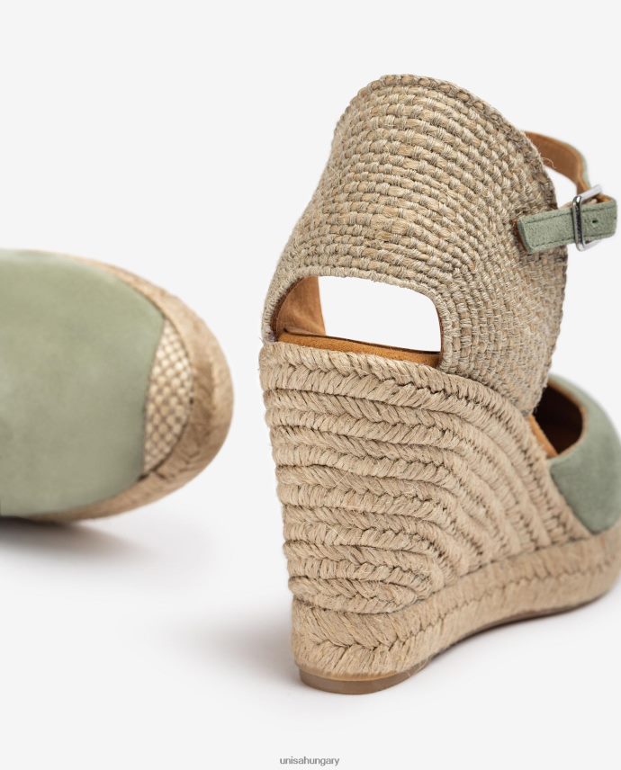 Unisa velúr espadrill raffia sarokkal nők J4PJX0484 zöld
