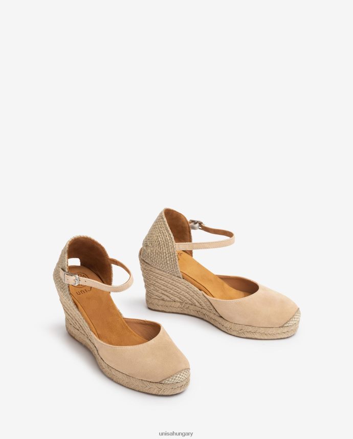 Unisa velúr espadrill raffia sarokkal nők J4PJX0485 bézs