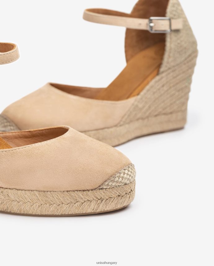 Unisa velúr espadrill raffia sarokkal nők J4PJX0485 bézs