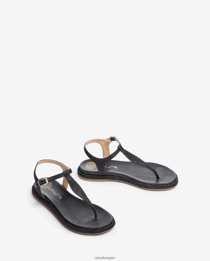 Unisa orr-oszlopos szandál fényes anyagból nők J4PJX026 fekete