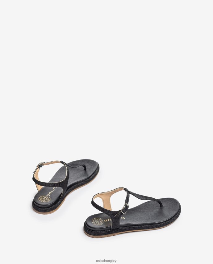 Unisa orr-oszlopos szandál fényes anyagból nők J4PJX026 fekete