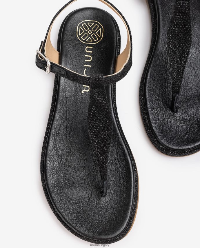 Unisa orr-oszlopos szandál fényes anyagból nők J4PJX026 fekete