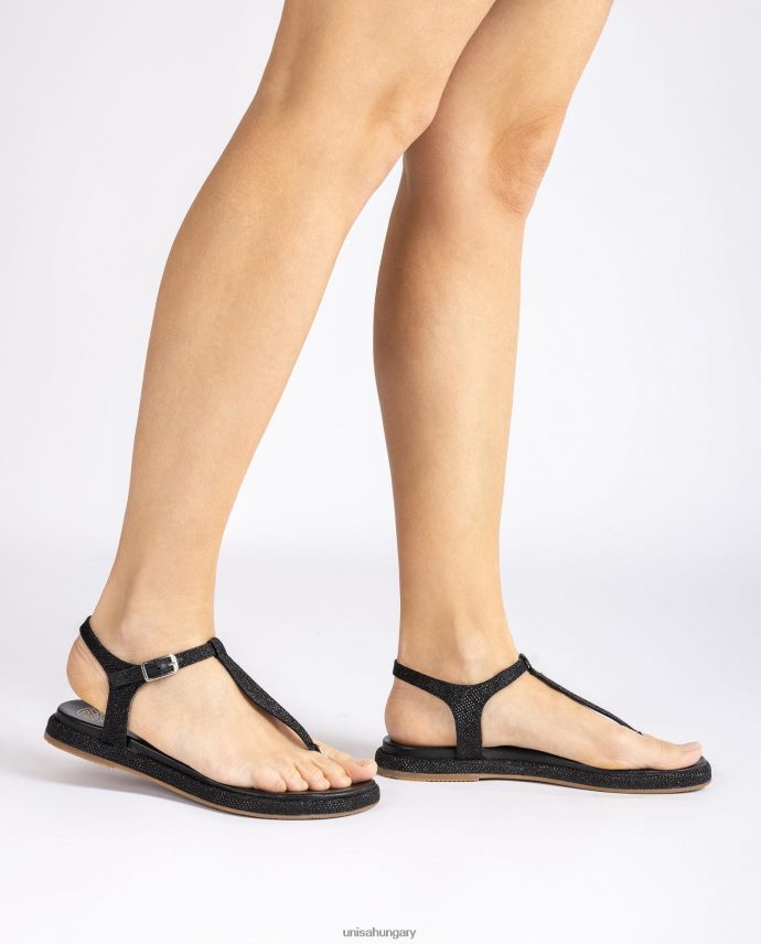 Unisa orr-oszlopos szandál fényes anyagból nők J4PJX026 fekete
