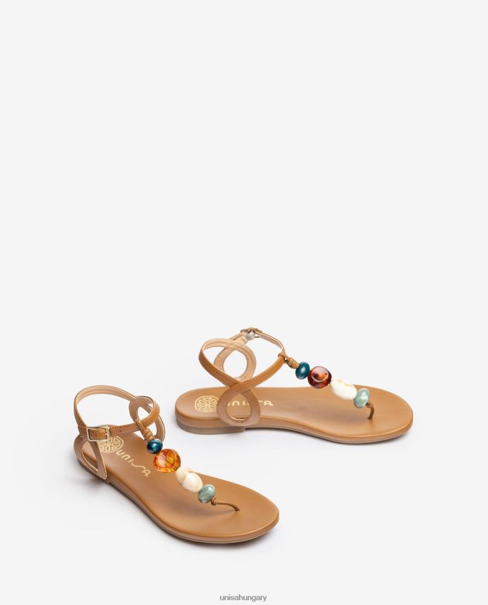 Unisa orr-oszlopos szandál szegéllyel nők J4PJX046 barna