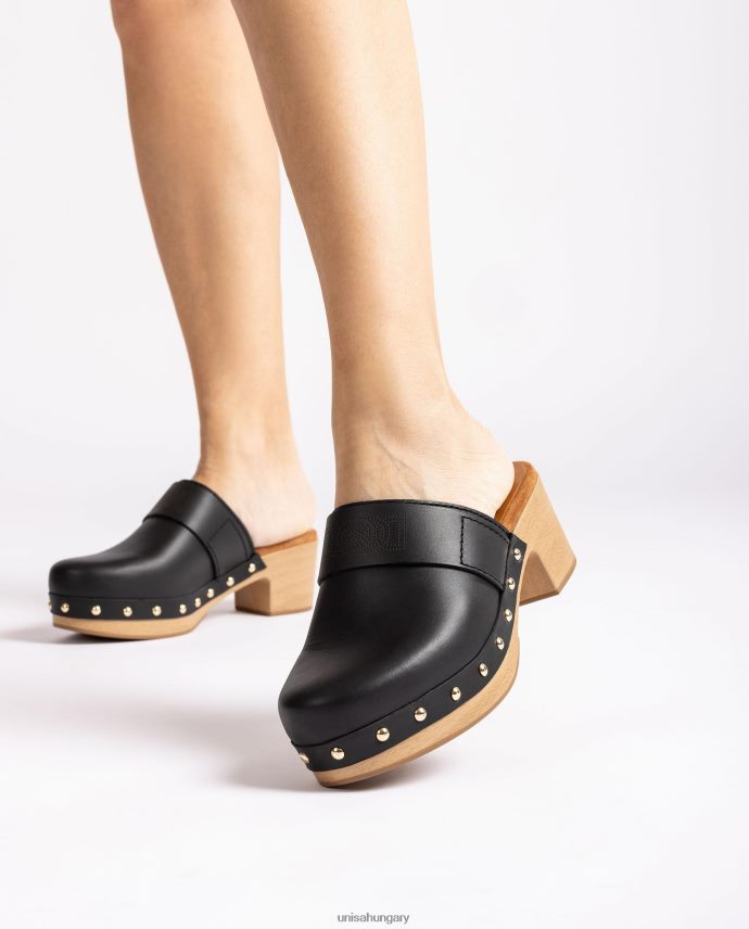 Unisa bőrből készült klumpa nők J4PJX0806 fekete