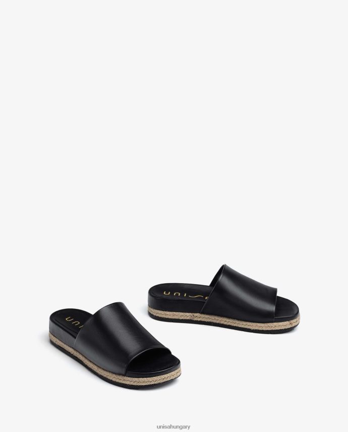 Unisa bőr és juta szandál nők J4PJX0424 fekete