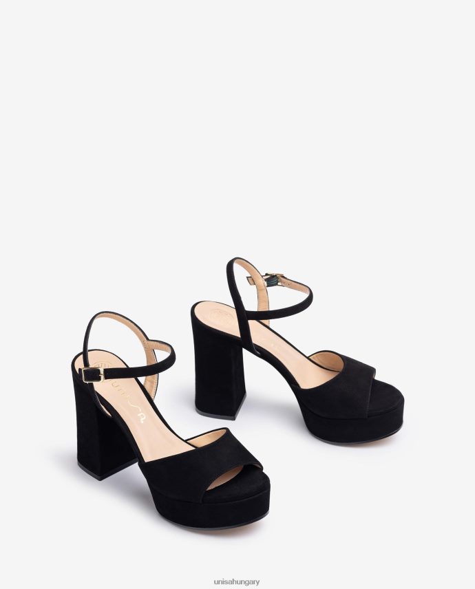Unisa magassarkú és platformszandál nők J4PJX0362 fekete