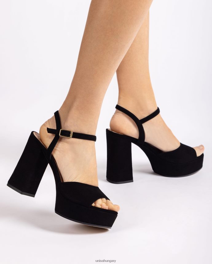 Unisa magassarkú és platformszandál nők J4PJX0362 fekete