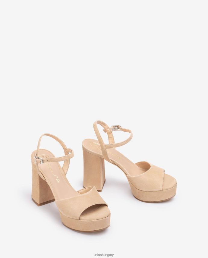 Unisa magassarkú és platformszandál nők J4PJX0363 bézs