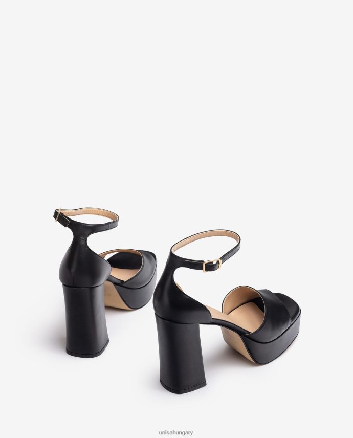 Unisa szögletes orrú szandál emelvénnyel nők J4PJX053 fekete