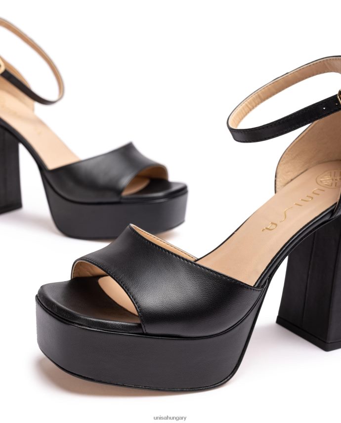 Unisa szögletes orrú szandál emelvénnyel nők J4PJX053 fekete