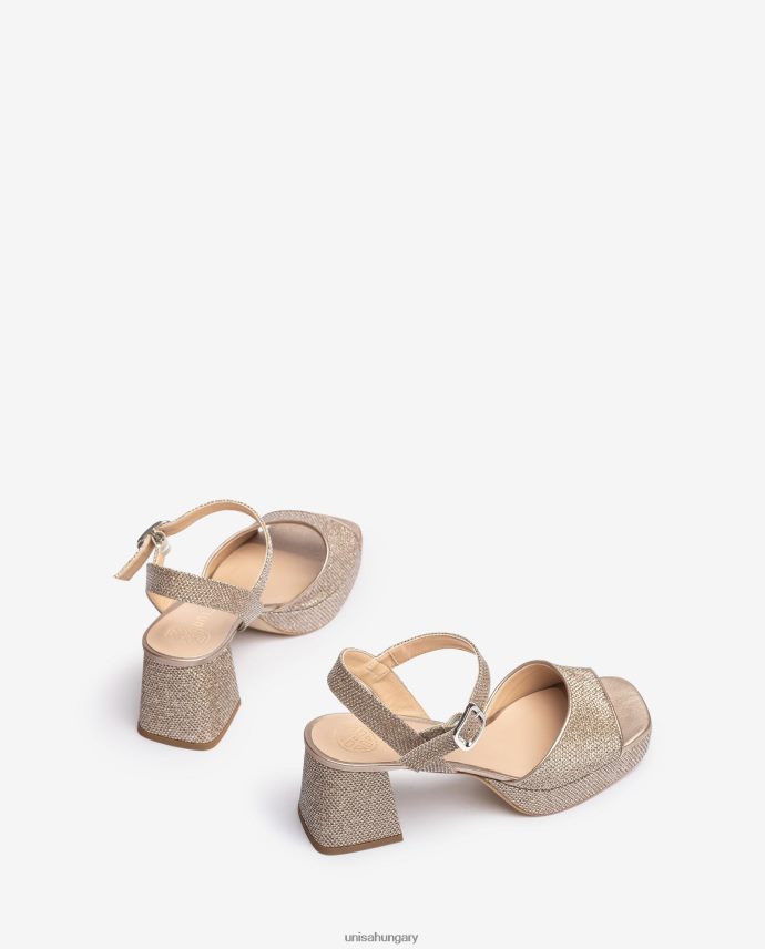 Unisa szandál sarokkal és platformmal nők J4PJX0212 bronz
