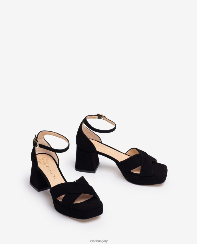 Unisa szandál sarokkal és platformmal nők J4PJX0217 fekete
