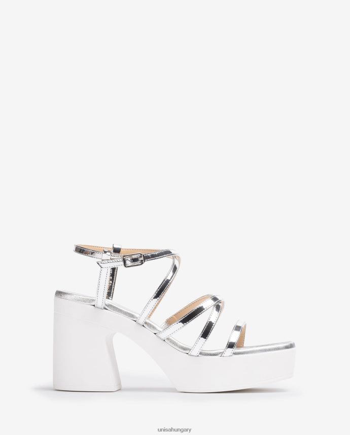 Unisa blokksarkú szandál vékony pántokkal nők J4PJX0238 ezüst